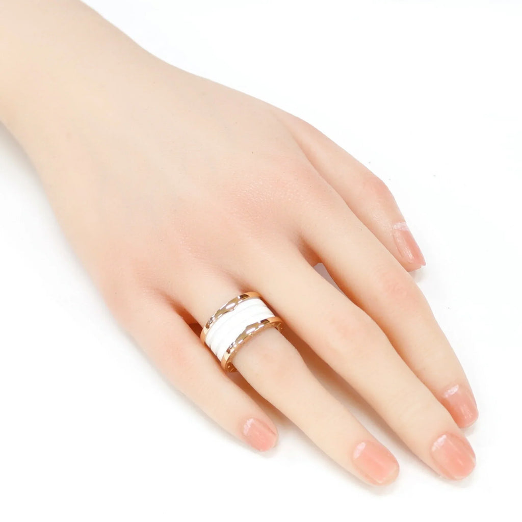 10 B-zero.1 BVLGARI No. Zero (Good) One B Band 18K Ceramic Pre-Owned Women's White Bvlgari 4 Ring