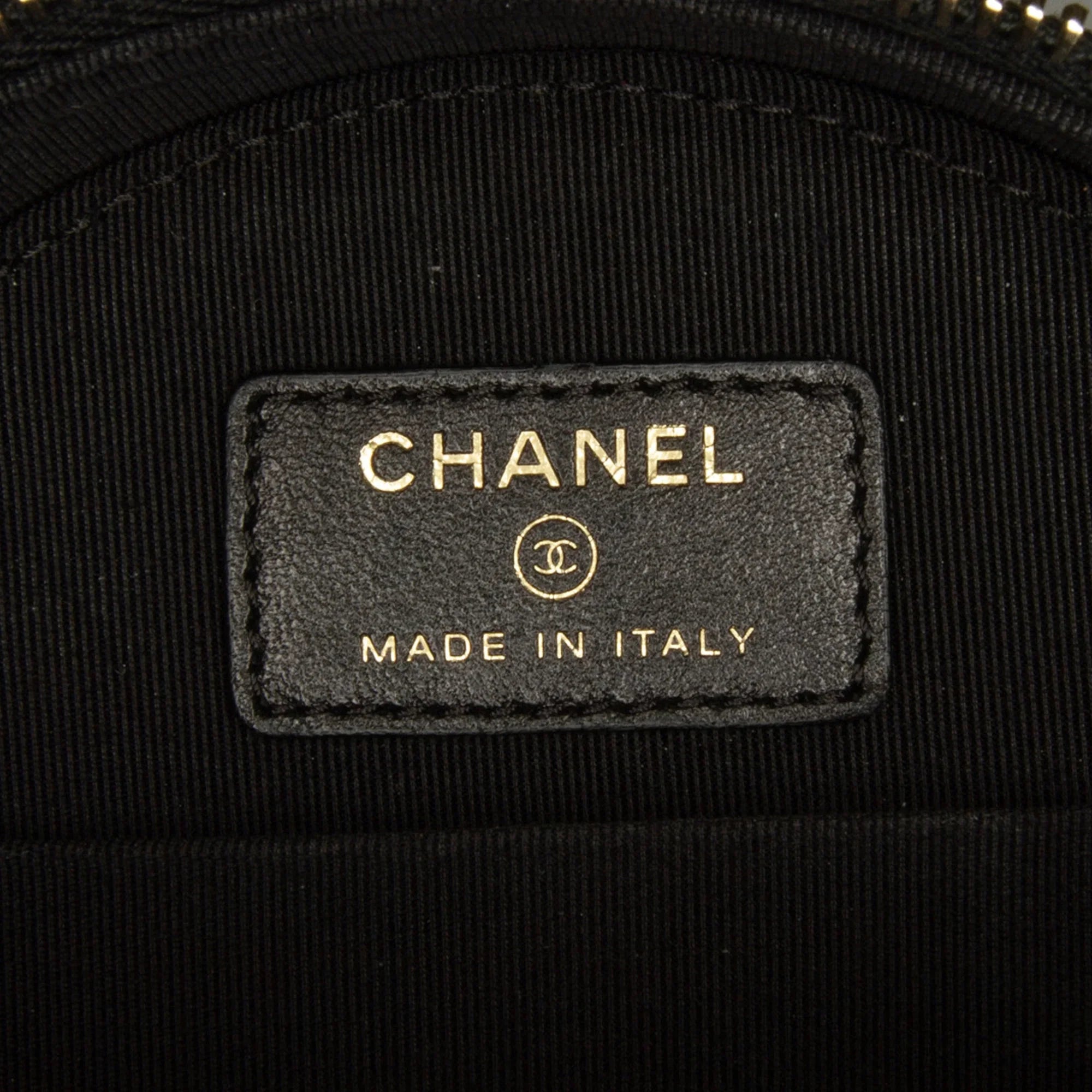 Bag Unisex Pre-Owned Leather Charms Lucky (Good) Chanel Lambskin Round Authenticated Black Crossbody