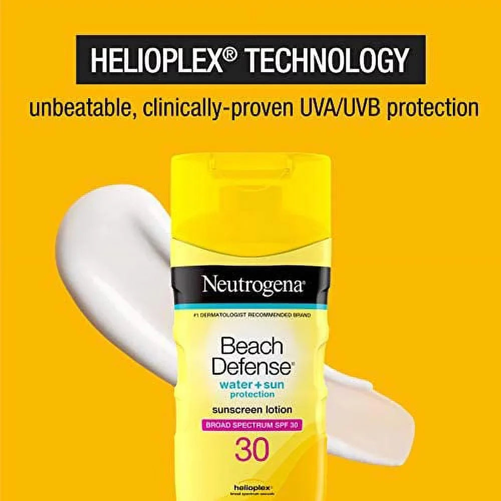 Resistant Defense 6.7 oz Lotion and Fast-Absorbing, 30, Neutrogena Sunscreen SPF with Water Beach Oil-Free Broad Body Spectrum