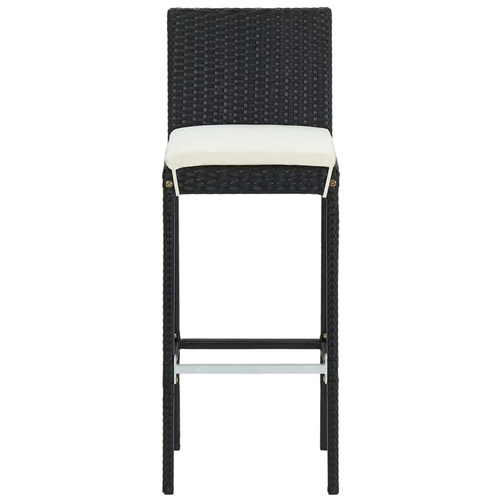 with Garden, Furniture Cushioned Patio, Patio Rattan Poly 2 Bar Backrest and Bar Black Set Bar Stool Balcony, Outdoor Footrest and Anself Chair Piece 3 for Table Backyard,