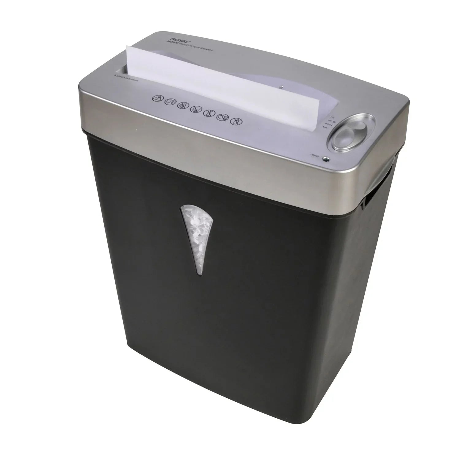 for Pass - Black, - gal 5 Shred Silver Capacity Credit - - Per 4 MC500 x shredding - Card Size - Royal Paper Wastebin Paper, Cut 0.394" 0.157" Micro Shredder