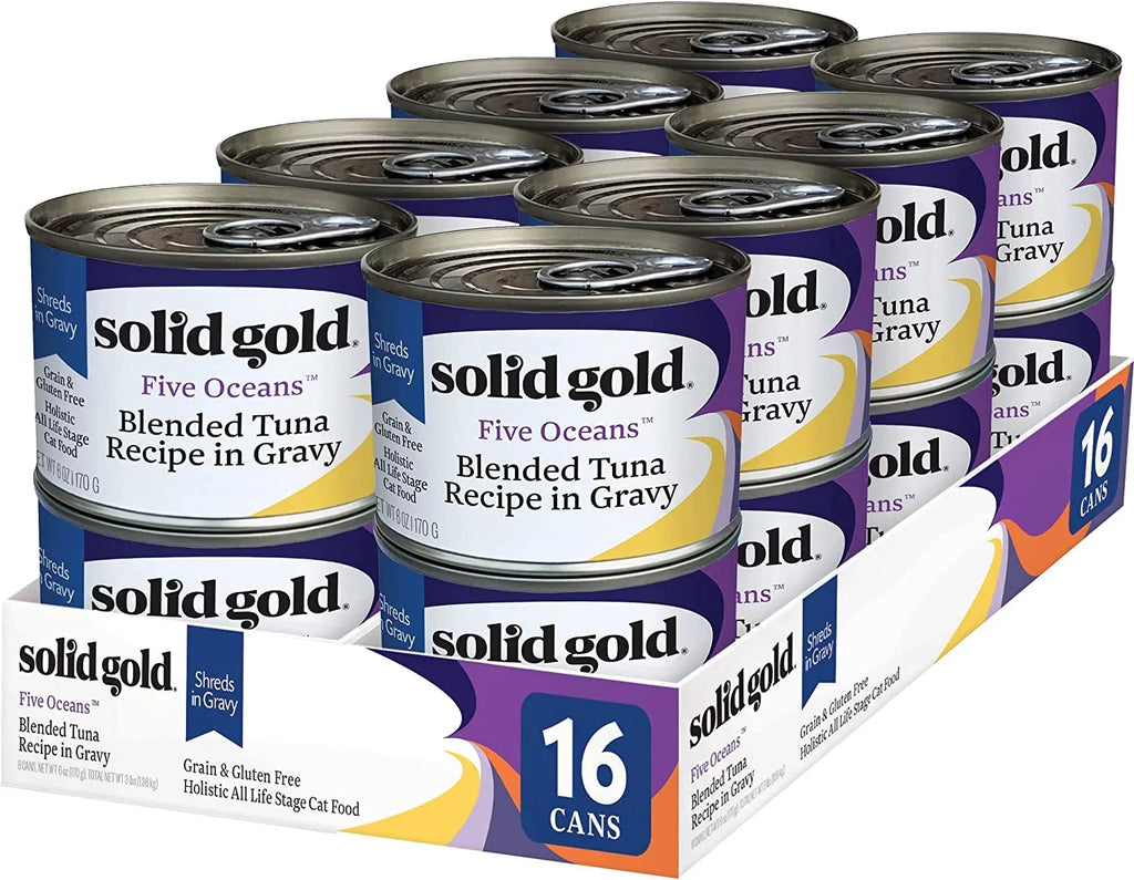 Superfood, Shreds Fish Wet Gluten Acids Canned Grain Can Food Free Minerals for Shreds Amino Cats with Real Gravy Gravy & - - Vitamins, - & in Cat - Protein, with 16ct/6oz Solid Gold Tuna