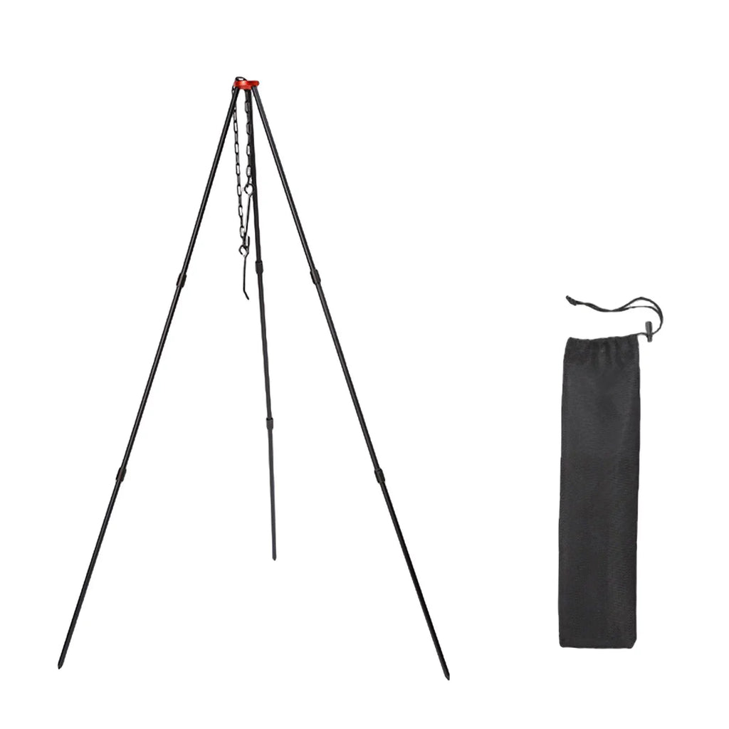 ing Cookware with Outdoor Stand Tripod , Adjustable Portable Cooking Aluminum Campfire Grill Accessory Tripod, Pot Picnic Camping Black
