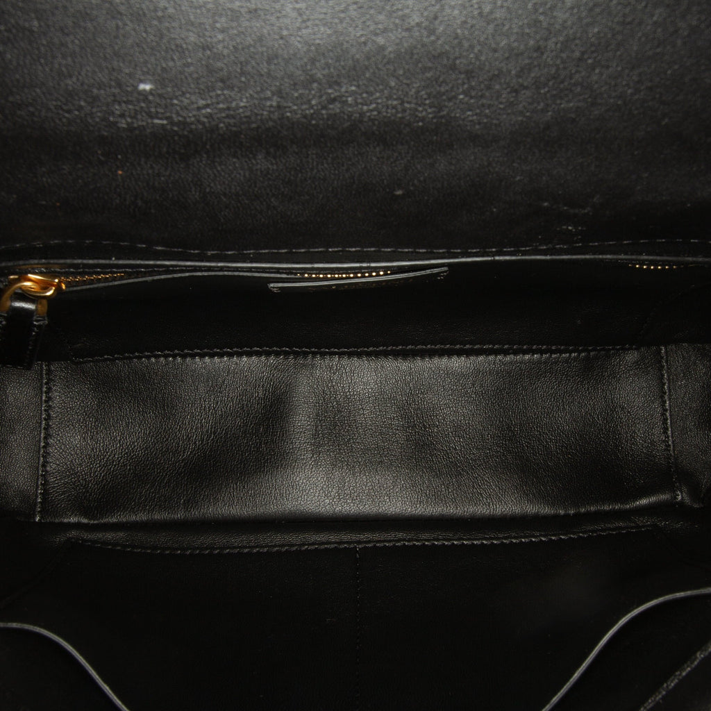 Medium Calf Stud Pre-Owned Satchel Unisex (Good) Black Authenticated Roman Valentino Leather