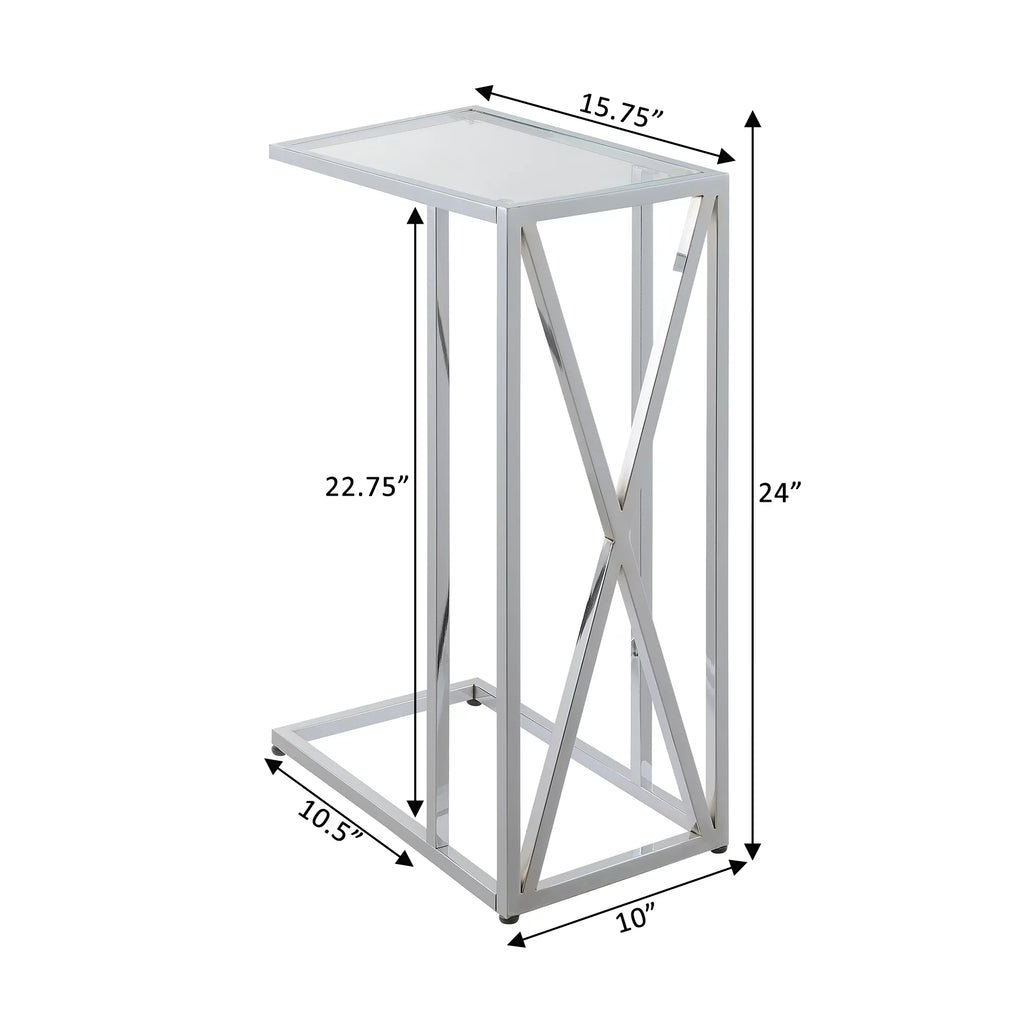 Chrome End Chrome Oxford Convenience in C Frame Concepts Table Glass Glass &