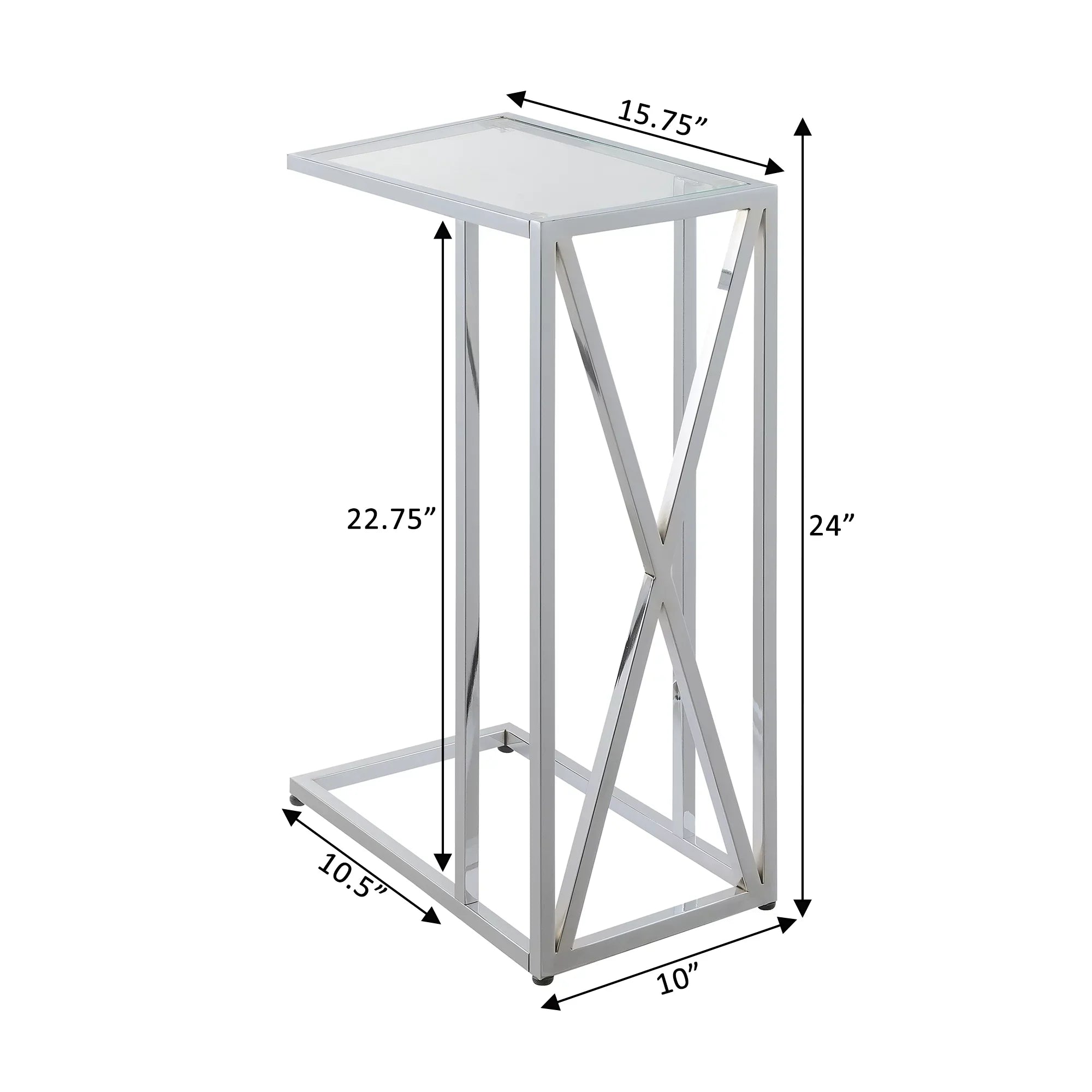 Chrome End Chrome Oxford Convenience in C Frame Concepts Table Glass Glass &