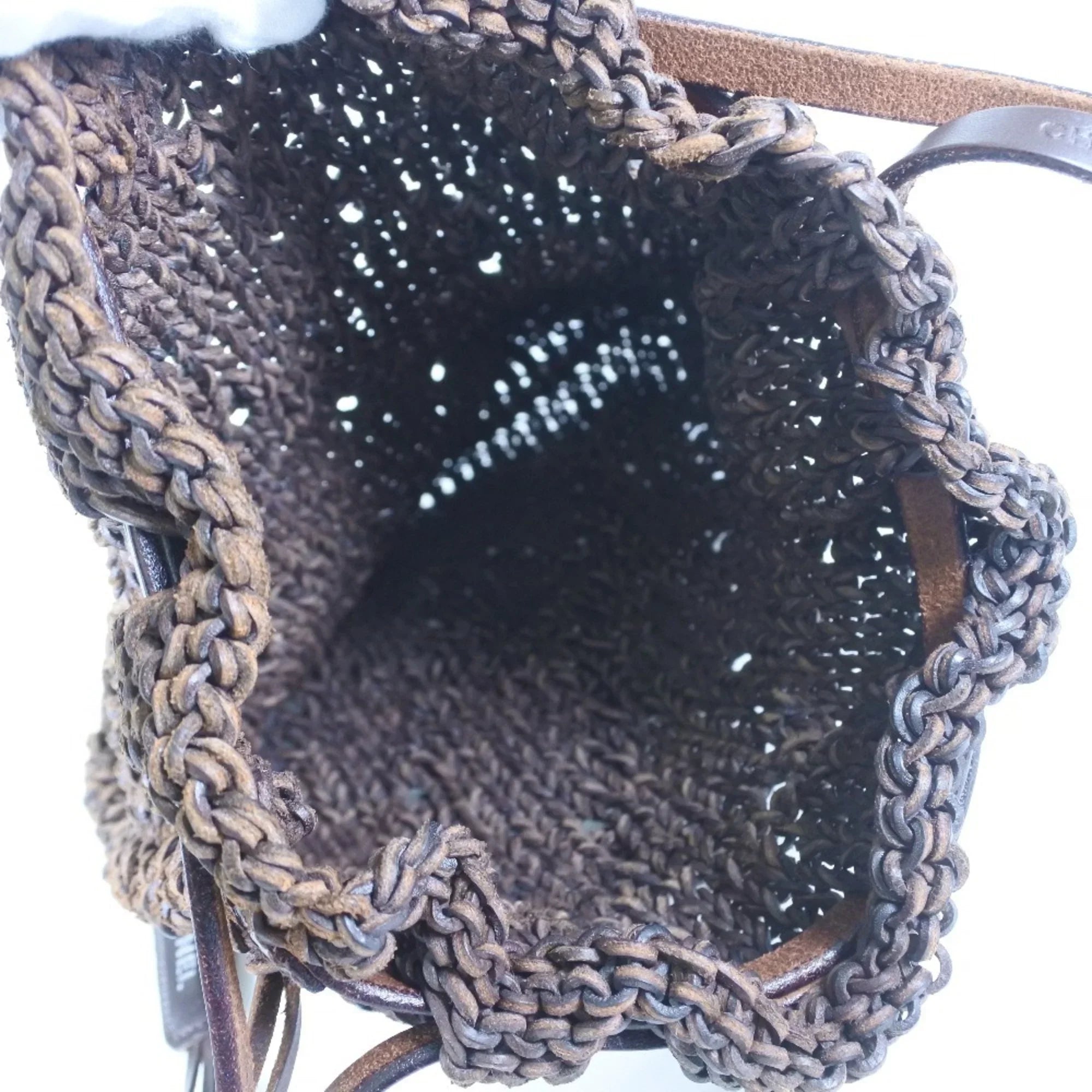 Leather Shoulder Bag Brown Chanel Pre-Owned (Good) Braided Mesh Women's