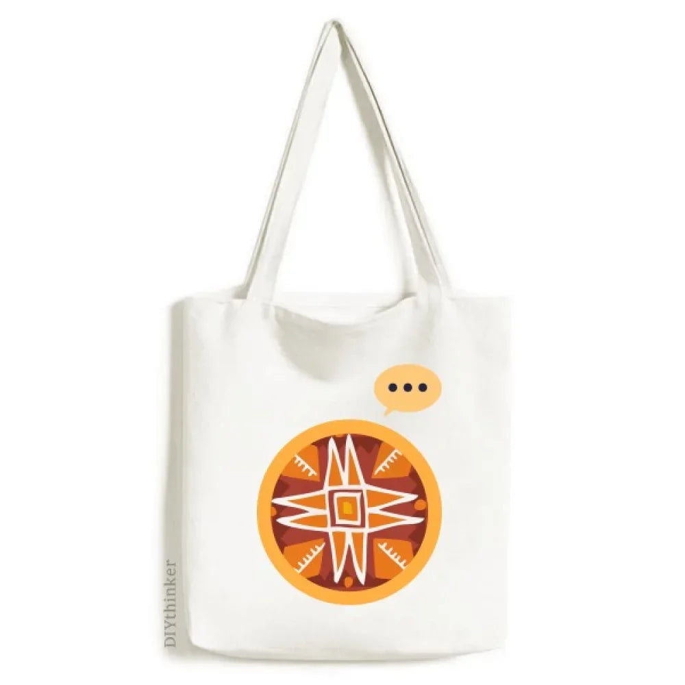 Canvas Totems Mexico Shoulder Orange Tote Expression Bag Sack Sun Ancient Civilization